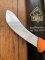 Puma Knife: PUMA skinning knife with bent, stiff, 15 cm Blade German Made with Orange Handle
