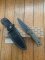 LionSTEEL Italy. Model T5B CVG Green Canvas Micarta Handle with Leather Sheath