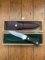 Puma Knife: Puma Original 1979 4 Star Fixed Blade Knife with Black Ebony Layered Handle in Original Wooden Box #13971