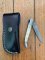 Damascus Folding Knife with White Bone Handle File Work and Pouch