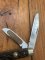 Puma Knife: Puma rare vintage PUMASTER 1972 'STOCK' 3 blade Fold back Knife with Dark Brown Jigged Bone Handle #41272