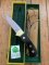 Puma Knife: Puma Original 1992 4 Star Fixed Blade Knife with Black Ebony Handle in Original Green and Yellow Box #26291