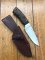 Kizlyar Knife: Kizlyar Sobol-L Hunting Knife with Brown Leather Sheath