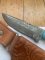 Damascus Turquoise and Pearl Corelon Hunting Knife with Sheath