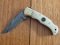 Croco Knife: 3063 Damascus bladed Folding lock Knife with Camel Bone handle