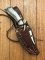 Ken Richardson Custom Handmade 6" Bowie Blade Hunting Knife with Deer Antler Handle & Custom Sheath