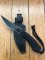 Kizlyar Knife: Kizlyar PIRANHA Hunting Knife with Black Leather Sheath