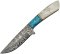 Damascus Turquoise and Pearl Corelon Hunting Knife with Sheath