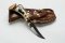 Ken Richardson Custom Handmade 3.5" Blade Hunter with Carved Eagle Deer Antler Handle & Custom Sheath