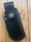 Puma Knife Sheath: Medium Vertical Clip Black Leather Knife Pouch