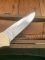 Puma Knife: Puma Original 1980's-90's 4 Star Fixed Blade Knife with Black Micarta Handle-Tan Sheath in Original Wooden Box