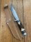 Solingen Germany EUROCUT Original 5" Blade Bowie Knife with Deer Antler Handle & Leather Sheath