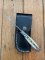 Damascus Folding Knife with White Bone Handle File Work and Pouch