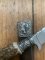 German Knife: 1980's Jagdnicker Hunting & Fishing Scene Knife with Stag Handle & Sheath