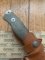 LionSTEEL Italy. Model M5 CVG-2 Green Canvas Micarta Handle with Leather Sheath