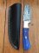 SOSDF Knife: 200 Layer Damascus Blue Camel Bone Skinning Knife