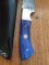 SOSDF Knife: 200 Layer Damascus Blue Camel Bone Skinning Knife