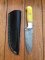 SOSDF Knife: 200 Layer Damascus Yellow Camel Bone Skinning Knife