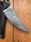 SOSDF Knife: 200 Layer Damascus Laminated wood and Buffalo Handled Upswept Skinning Knife
