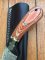 SOSDF Knife: 200 Layer Damascus Laminated wood and Buffalo Handled Upswept Skinning Knife