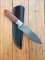 SOSDF Knife: 200 Layer Damascus Salmon Coloured Camel Bone Handled Upswept Skinning Knife