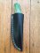 SOSDF Knife: 200 Layer Damascus Green Dyed Camel Bone Handled Skinning Knife