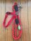 Dog Lead: Red/Black/Yellow-flecked Heavy Duty Dog Lead with chain and collar