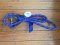 Dog Lead: Blue/Red/Yellow-flecked Heavy Duty Dog Lead with chain and collar