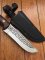 Kizlyar Knife: Kizlyar Mirror Finish Patterned Blade with Caucasian Walnut Handle