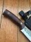 Kizlyar Knife: Kizlyar Mirror Finish Patterned Blade with Caucasian Walnut Handle