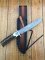 Damascus Knife: Damascus Long Blade Knife with Fat Sambar Deer Antler Handle