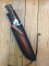 Damascus Knife: Damascus Long Blade Knife with Fat Sambar Deer Antler Handle