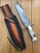 Damascus Knife: Damascus Western Alamo Bowie with Fat Sambar Deer Antler Handle