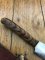 Handmade Patterned Steel Bladed Knife from USA with laminated pinned wood handle