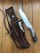 Ken Richardson Custom Handmade 8" Bowie Blade Hunting Knife with Deer Antler Handle & Custom Sheath