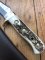 SOS Damascus *PUMA Skinner* Knife with Sambar Deer Antler Handle & Leather Sheath