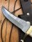SOS Damascus *PUMA Skinner* Knife with Sambar Deer Antler Handle & Leather Sheath