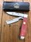 Puma Knife: Puma Trapper Razor twin Blade Lockback Knife with Red Smooth Bone Handle