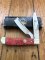 Puma Knife: Puma Trapper Razor twin Blade Lockback Knife with Red Smooth Bone Handle