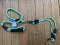 Dog Lead:  Hi Viz Green/Blue Dog Walking Brace Set for 2 Dogs