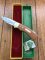 Puma Knife: Puma Original 1980 4 Star Folding Lock Blade Knife with Dark Orange Ivory Micarta Handle in Original Box & Warranty