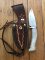 Ken Richardson Custom Handmade 4.5" Drop Point Blade Hunting Knife with Deer Antler Handle & Custom Sheath