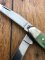 Case USA Knife: Circa 2015 Model 6318 Medium Size 3 Blade Stockman Knife with Green Jigged Bone Delrin Handle  Folding Knife