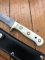 SOS Damascus *PUMA White Hunter* Knife with White Bone Handle & Leather Sheath