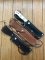 SOS Damascus *PUMA White Hunter* Knife with White Bone Handle & Leather Sheath