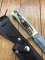 SOS Damascus *PUMA Bowie* Knife with Sambar Deer Antler Handle & Leather Sheath