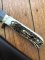 SOS Damascus *PUMA Bowie* Knife with Sambar Deer Antler Handle & Leather Sheath