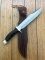 Muela Knife: Muela Big Bowie with Black Handle & Brown Leather Sheath