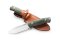 LionSTEEL Italy. Model M5 CVG-1 Green Canvas Micarta Handle with Leather Sheath